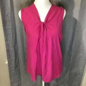 Talbots Sleeveless V-Neck Twist Front Cotton Tank Top